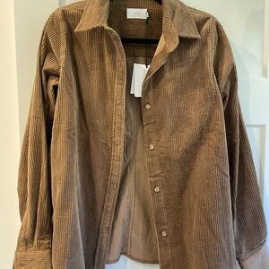 Onia Oversized Brown Corduroy Button-Up